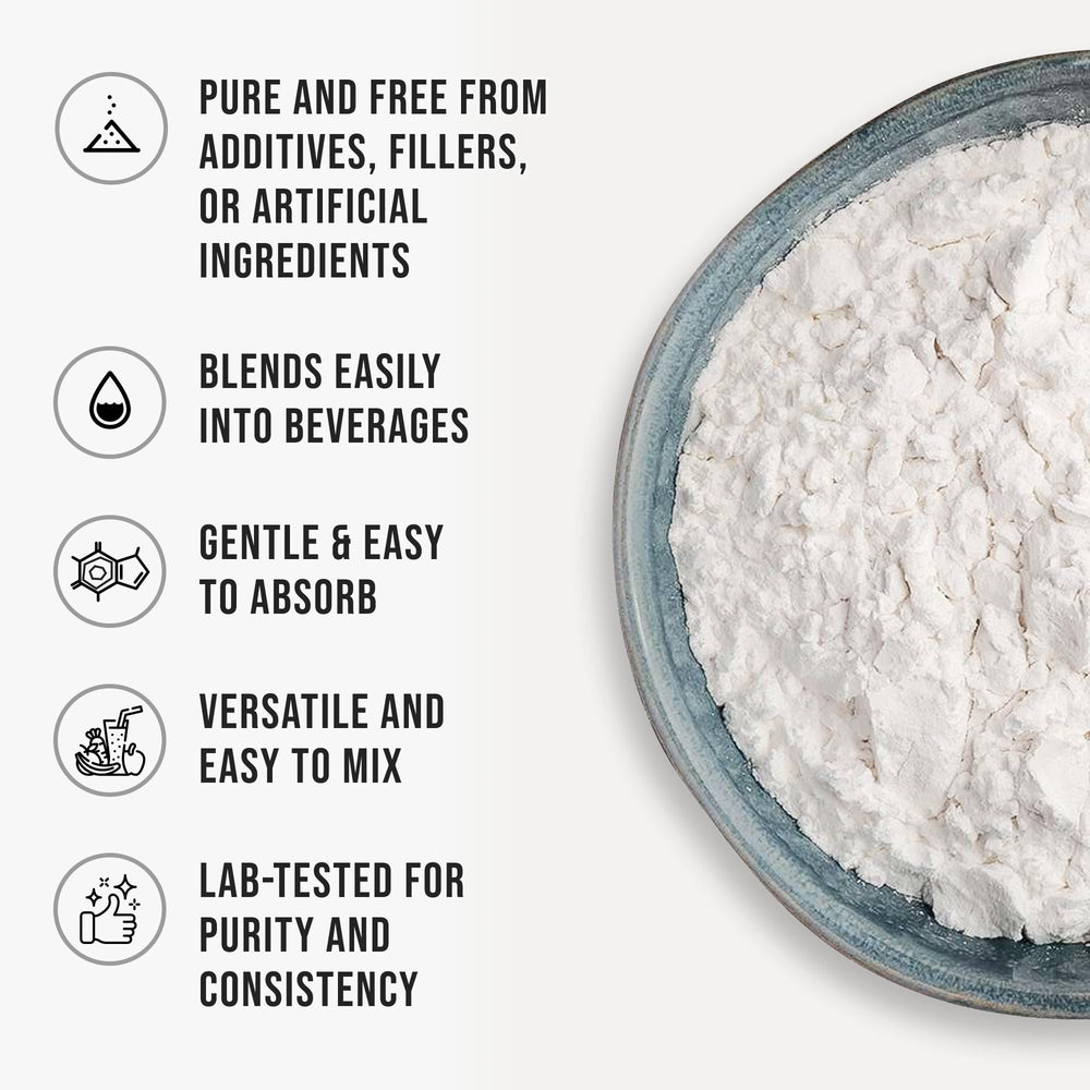 WHYZ L-Carnitine Tartrate powder being mixed with water for versatility.