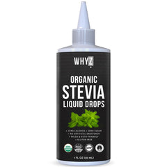 WHYZ Organic Stevia Drops sweeten coffee with zero calories.
