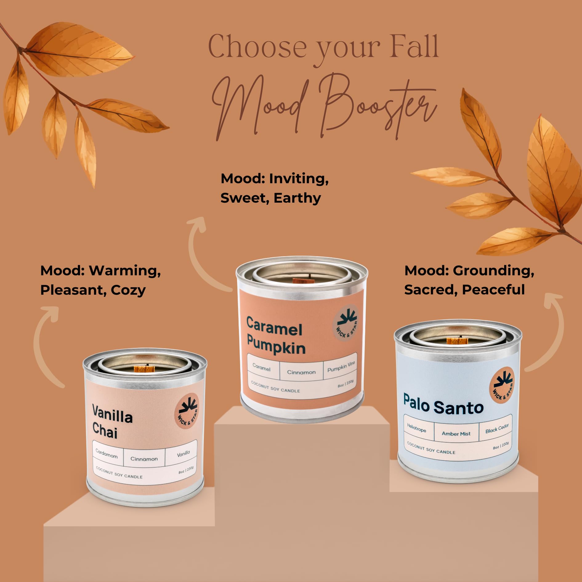 Wick & Star jar candle creates cozy autumn ambiance anywhere.