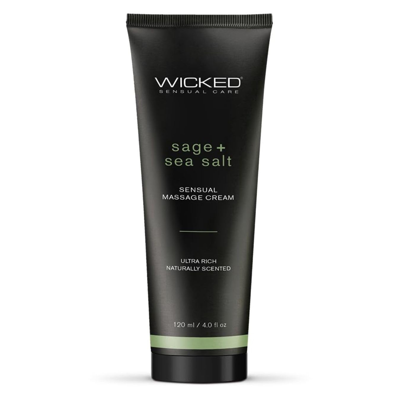 Wicked Sage+Sea Salt Massage Cream 4oz bottle pour—silky glide for relaxing massages