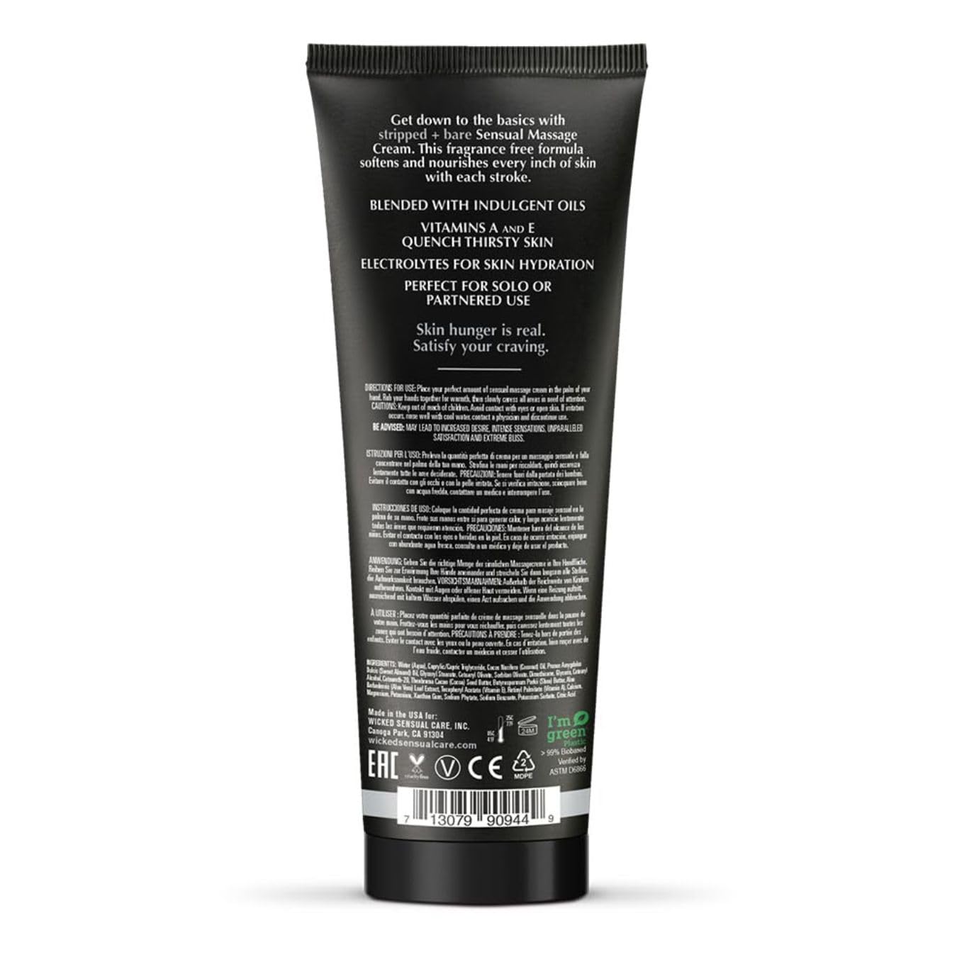 Wicked Sage+Sea Salt Massage Cream texture closeup—creamy, nourishing feel that softens skin