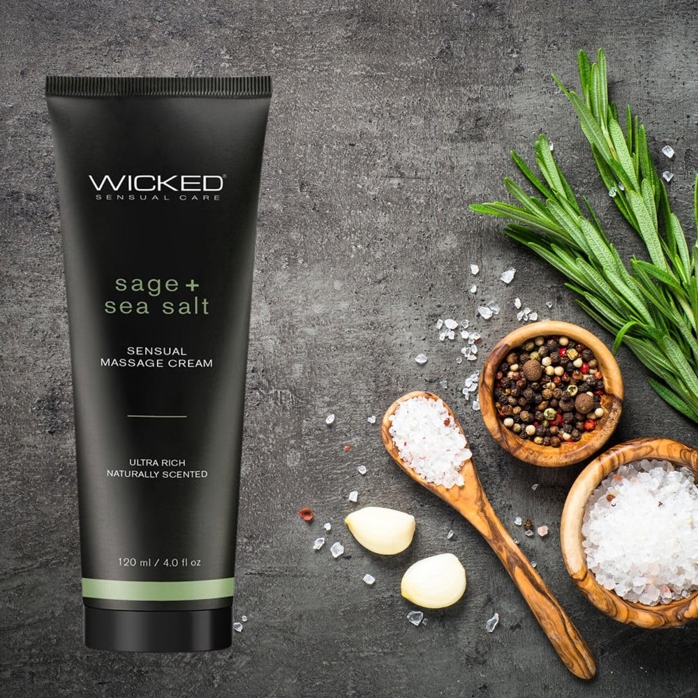 Wicked Sage+Sea Salt Massage Cream spa scene—at-home pampering and relaxation