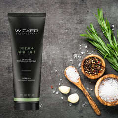 Wicked Sage+Sea Salt Massage Cream spa scene—at-home pampering and relaxation