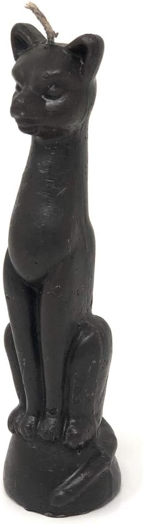 Wickypicky Black Lucky Cat Candle on an altar for good luck and protection.