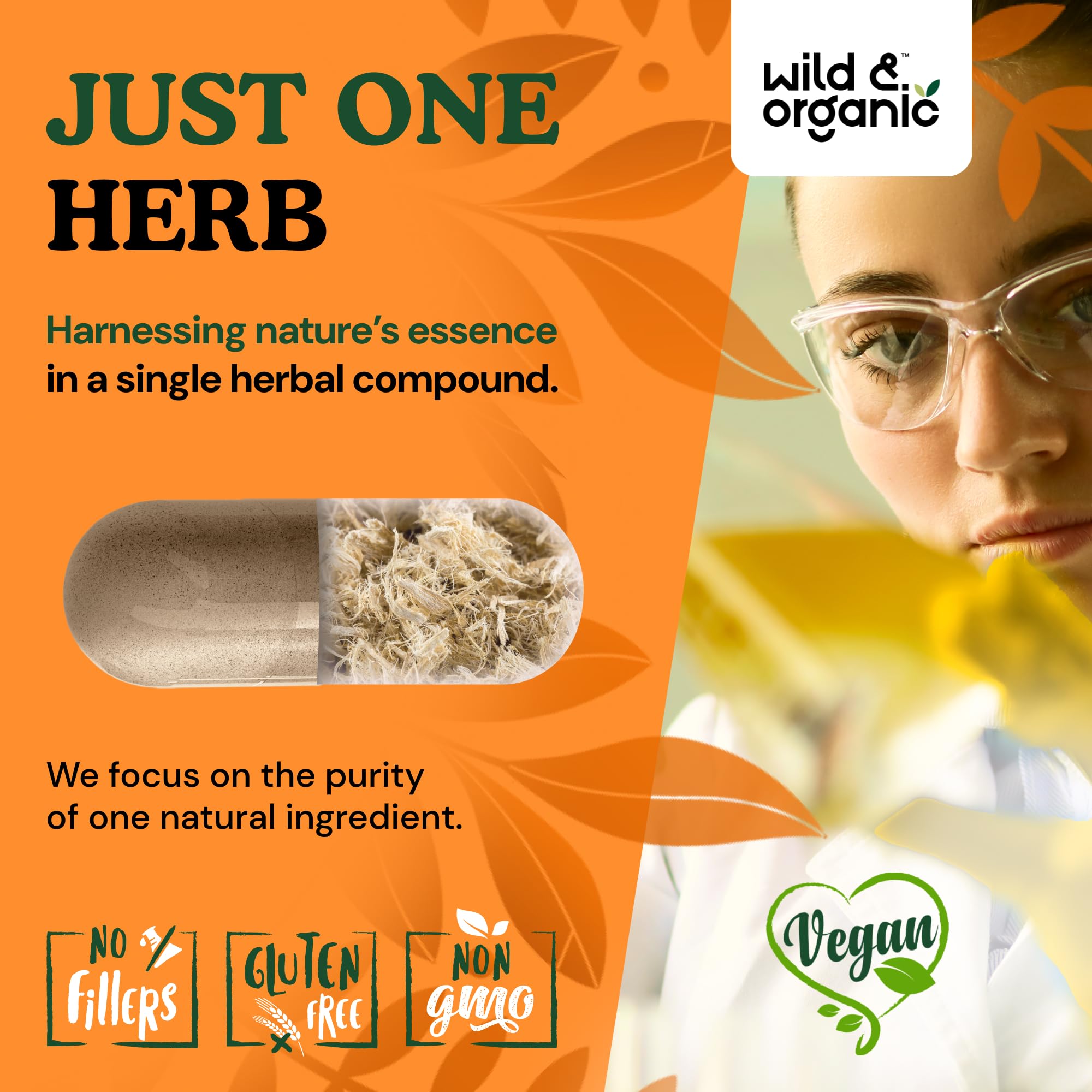Wild & Organic 120-count bottle label indicating a 60-day supply.