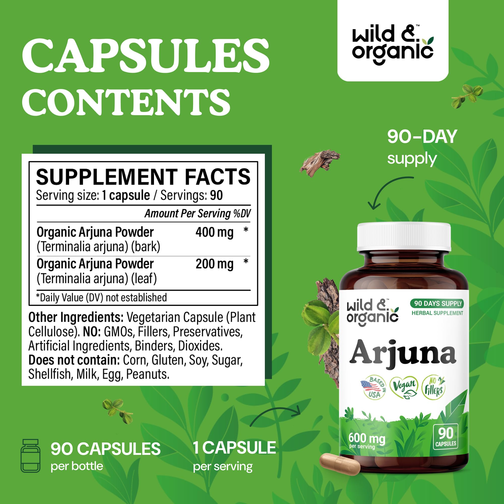 Arjuna capsules inside bottle ready for easy daily intake.