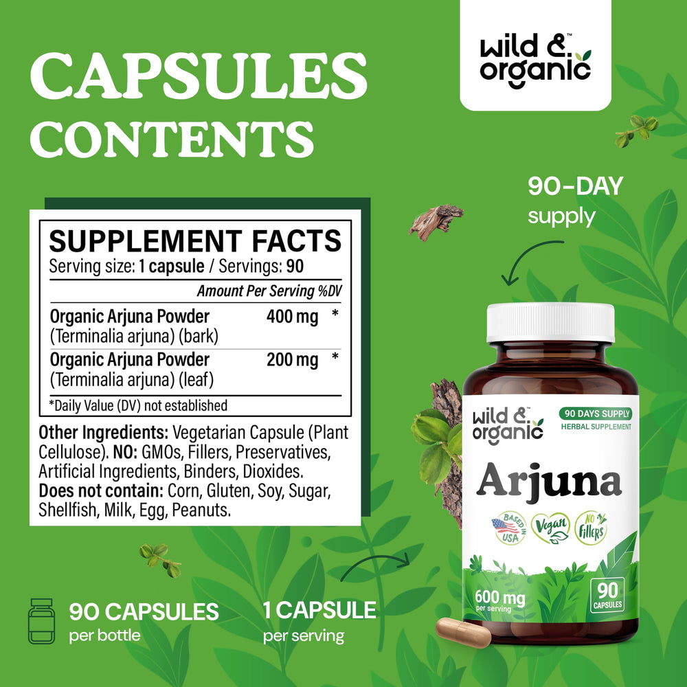 Arjuna capsules inside bottle ready for easy daily intake.