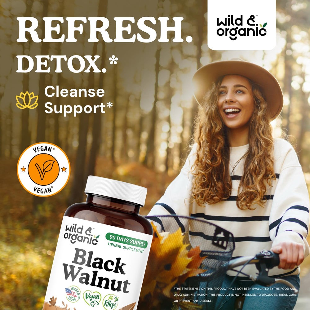 Wild and Organic bottle back shows ingredients and vegan non-GMO formula