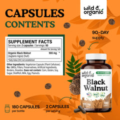 Wild and Organic capsules close-up emphasizes 900 mg per serving
