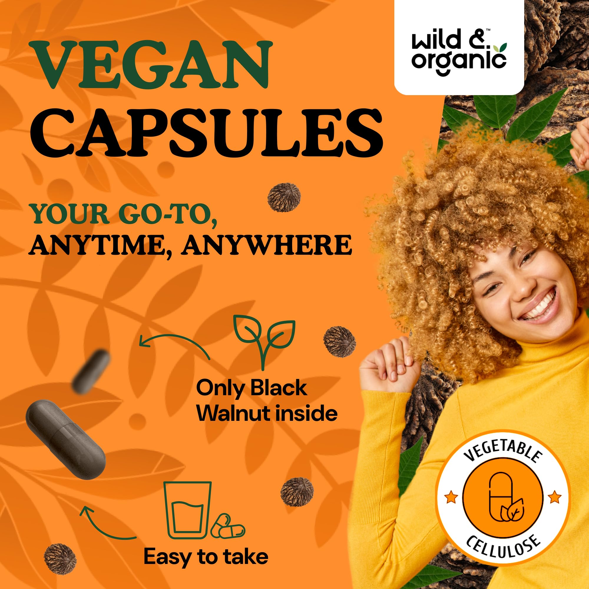 Wild and Organic label detail highlights vegan coating and plant-based source