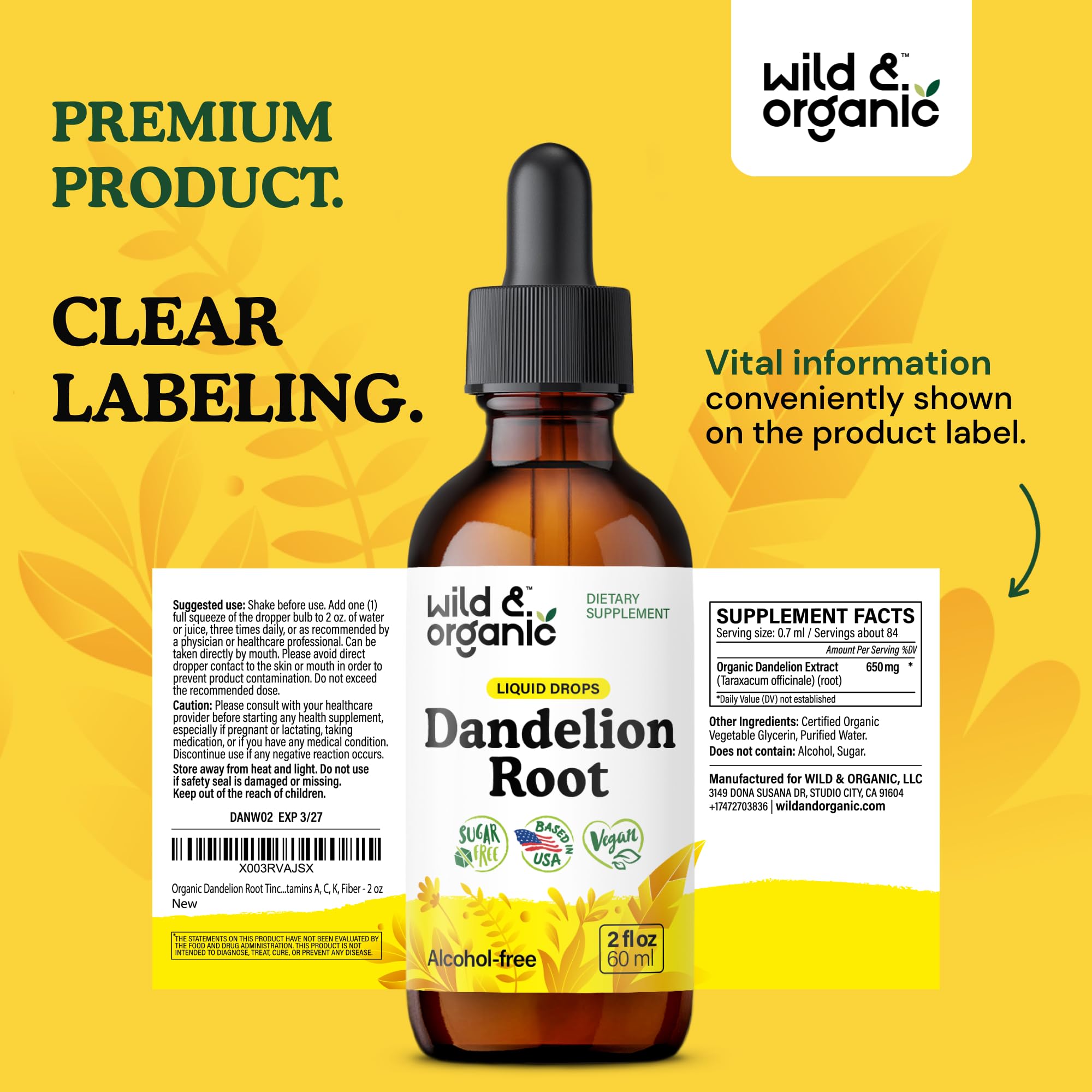 Wild & Organic Dandelion Root daily-use scene showing simple routine