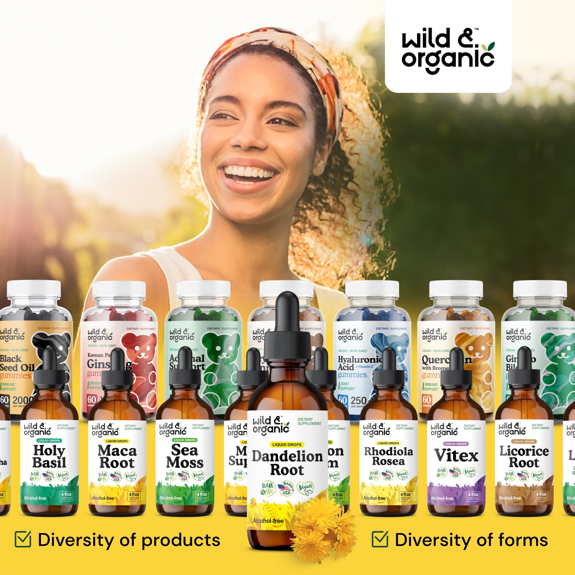 Wild & Organic Dandelion Root vegan-friendly seal on packaging