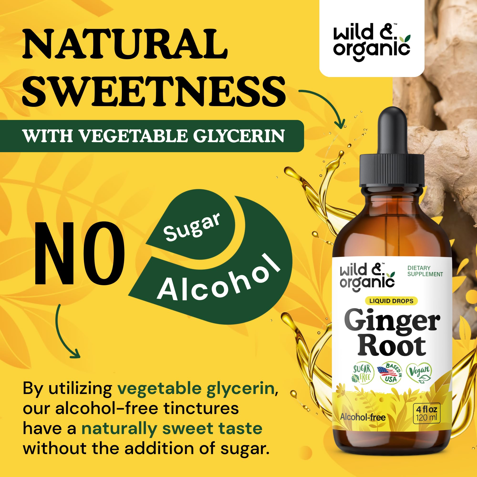 Ginger drops in a glass illustrating convenient consumption.