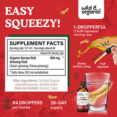 Wild & Organic Korean Red Ginseng Drops dropper dispensing glycerin-based liquid