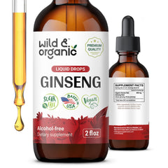 Wild & Organic Korean Red Ginseng Drops bottle front view for immune support