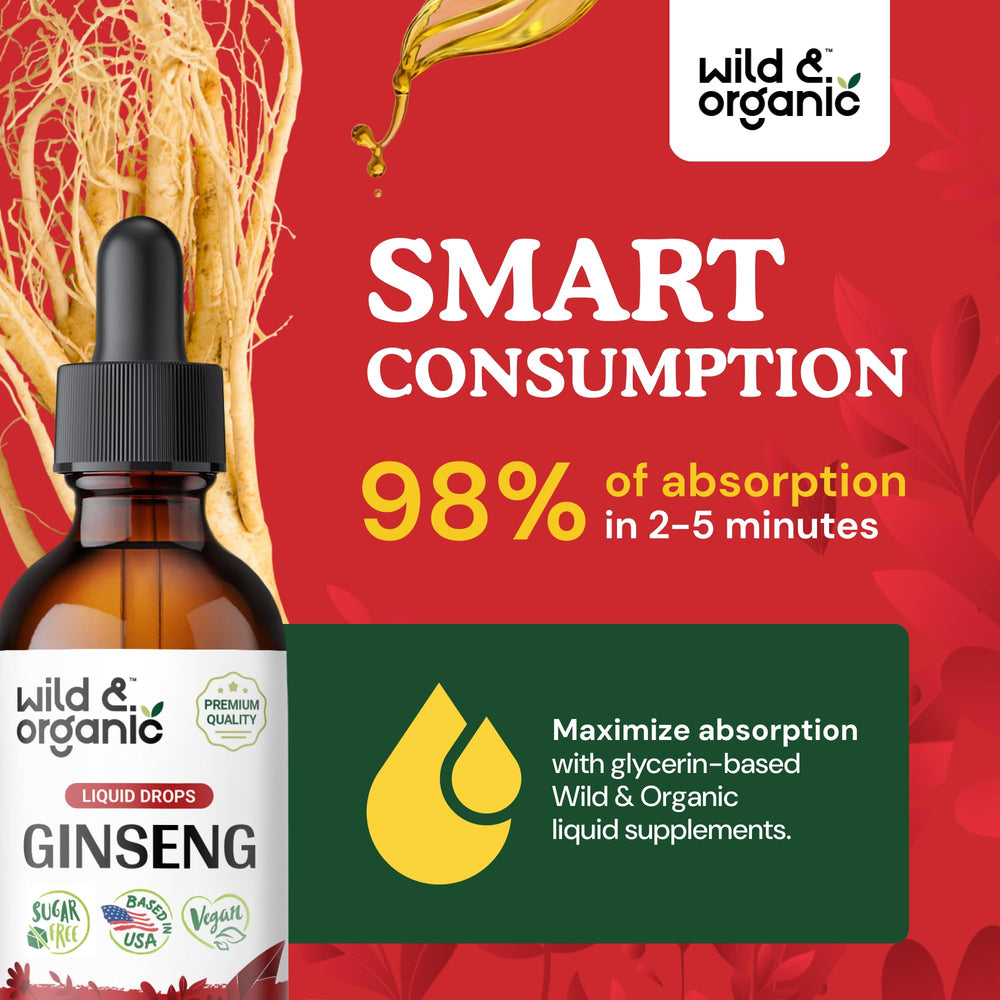 Wild & Organic Korean Red Ginseng Drops ingredients panel close-up