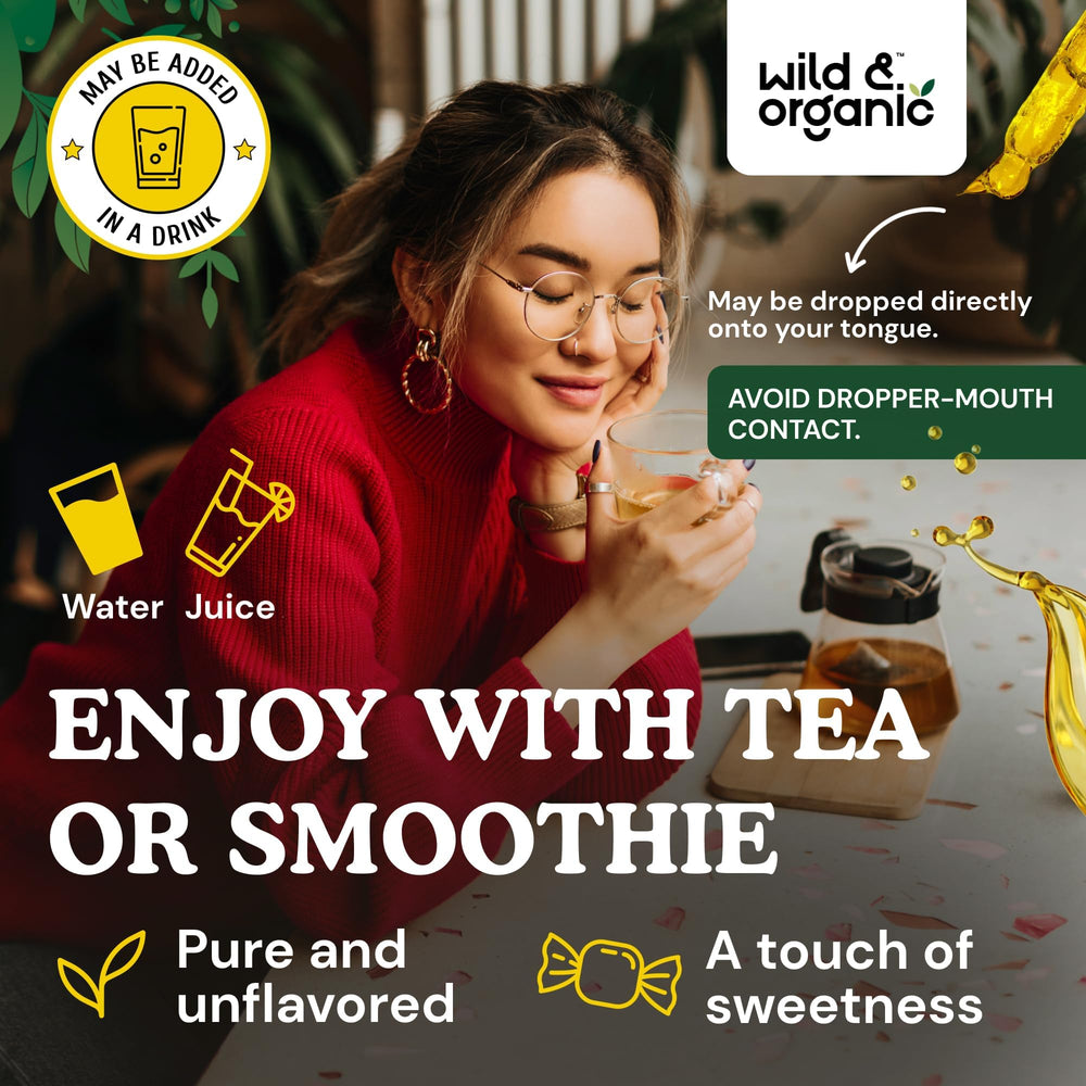 Wild & Organic Rhodiola Rosea tincture vegan formula bottle highlighting plant-based wellness.