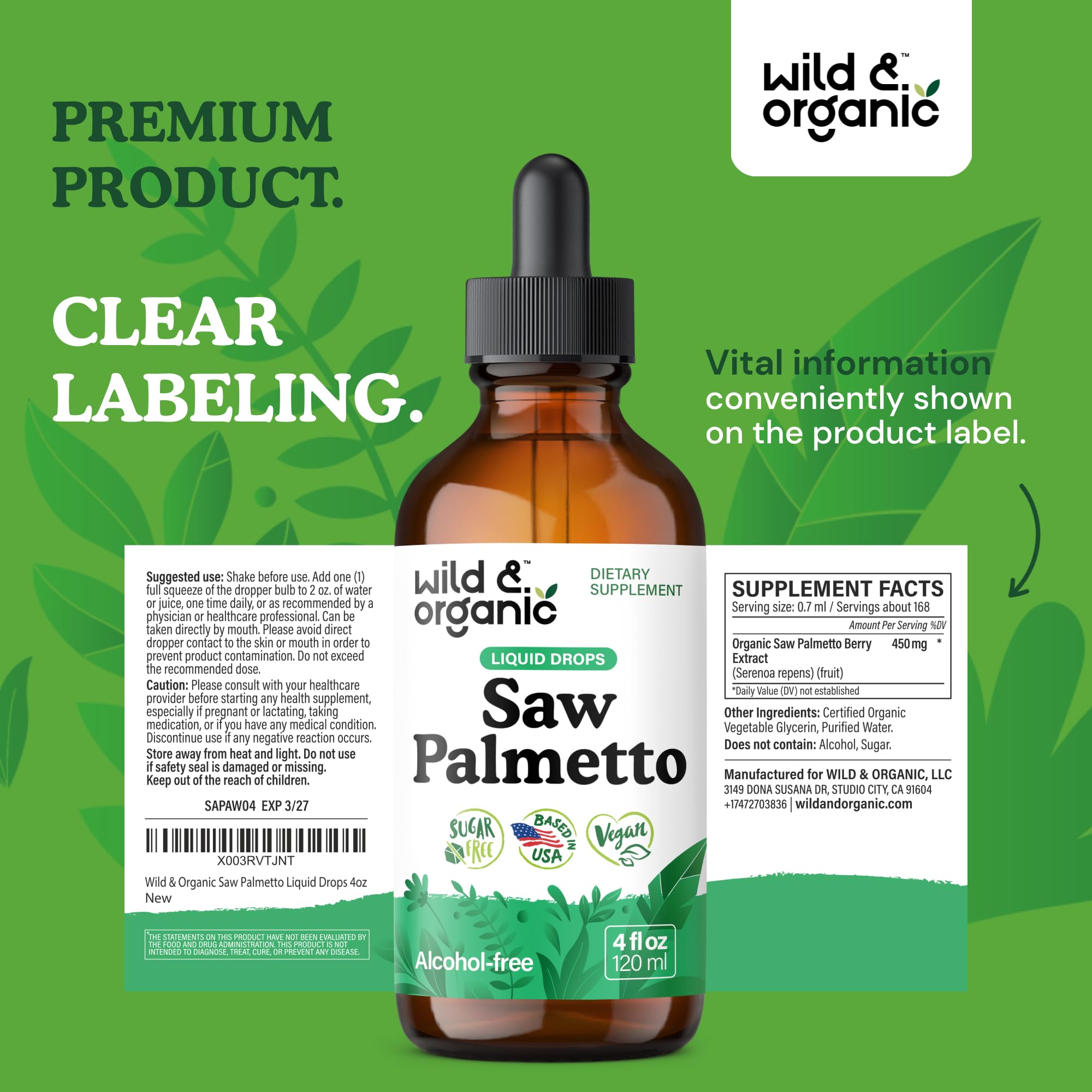 Daily-use scene with Wild & Organic tincture ready for routine dosing.