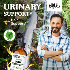 Wild & Organic tincture label highlights vegan formula for clean use.