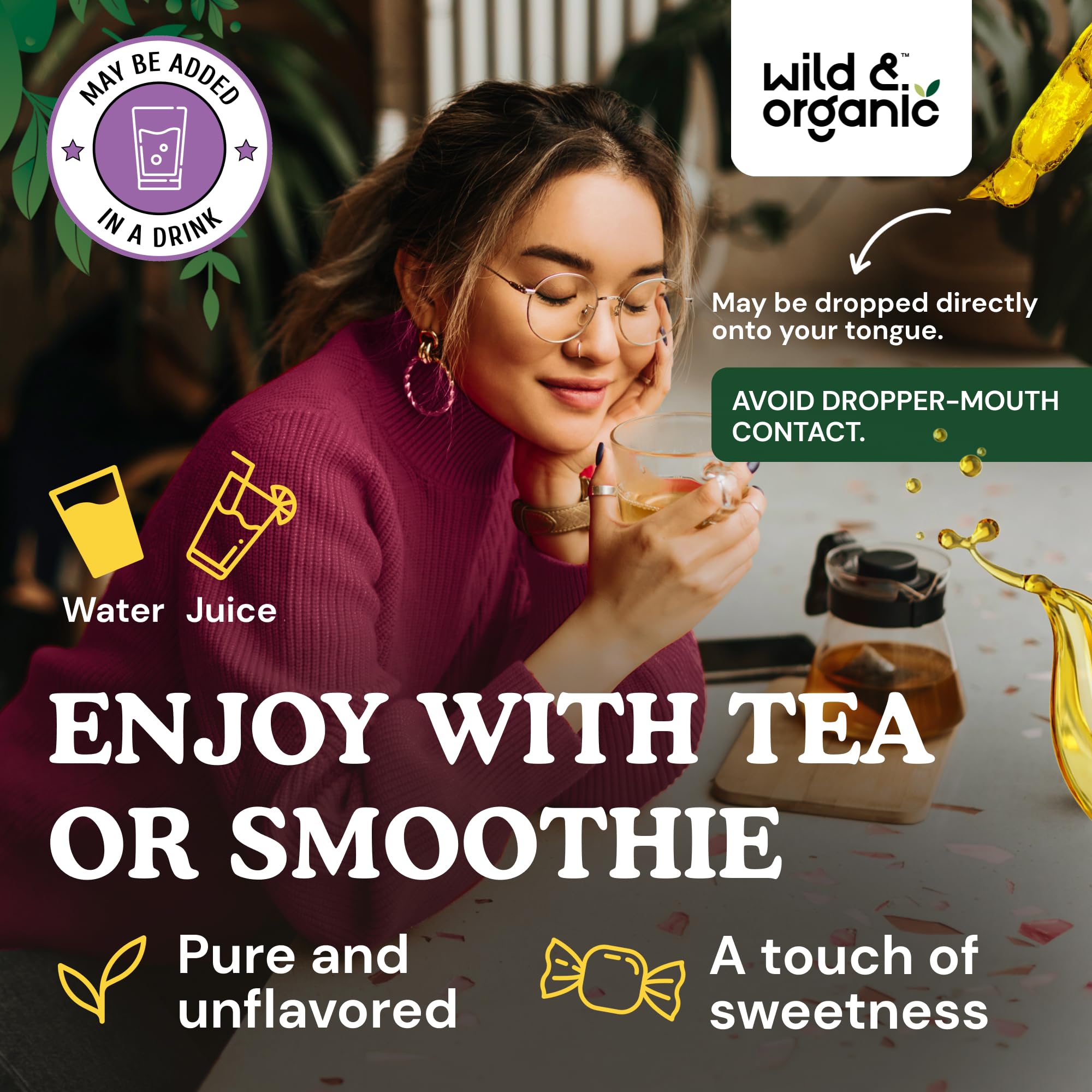 Wild & Organic Skullcap tincture glass bottle on shelf.