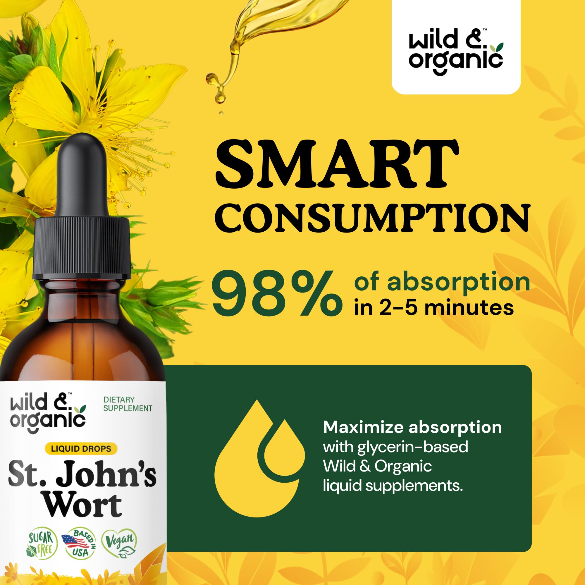Herb-rich tincture image emphasizes St. John's Wort content.