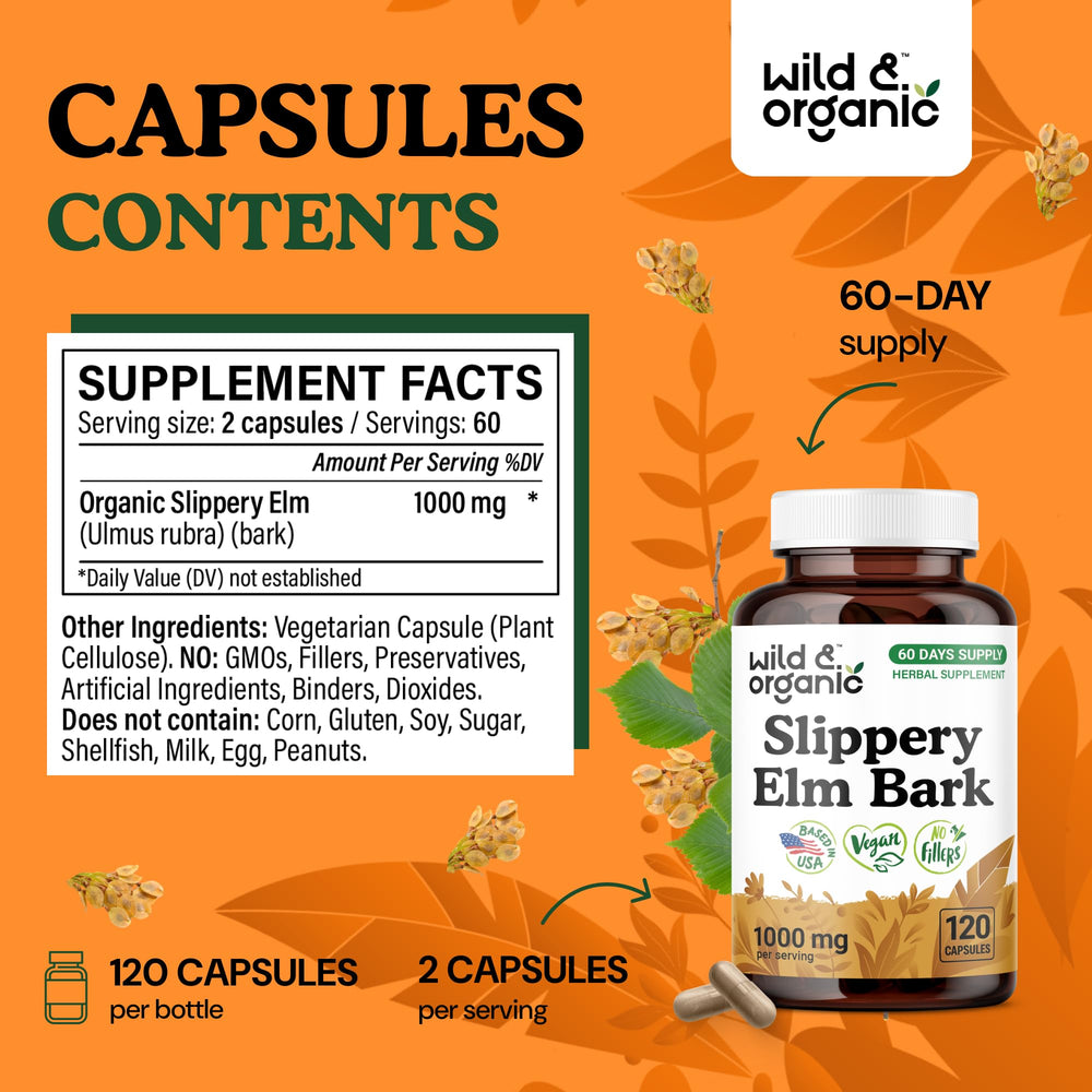 Wild & Organic Ulmus Rubra powder jar emphasizing natural ingredient.