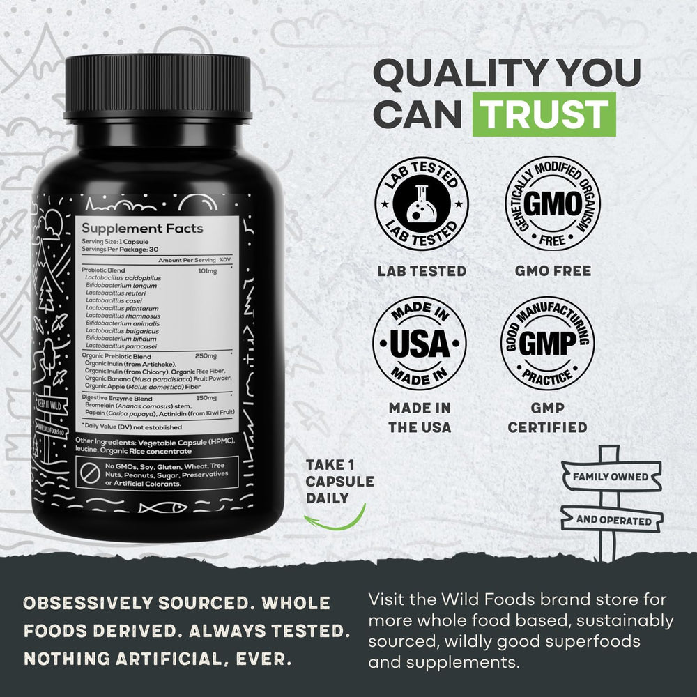 Wild Foods 20B CFU 10 strains capsules close-up