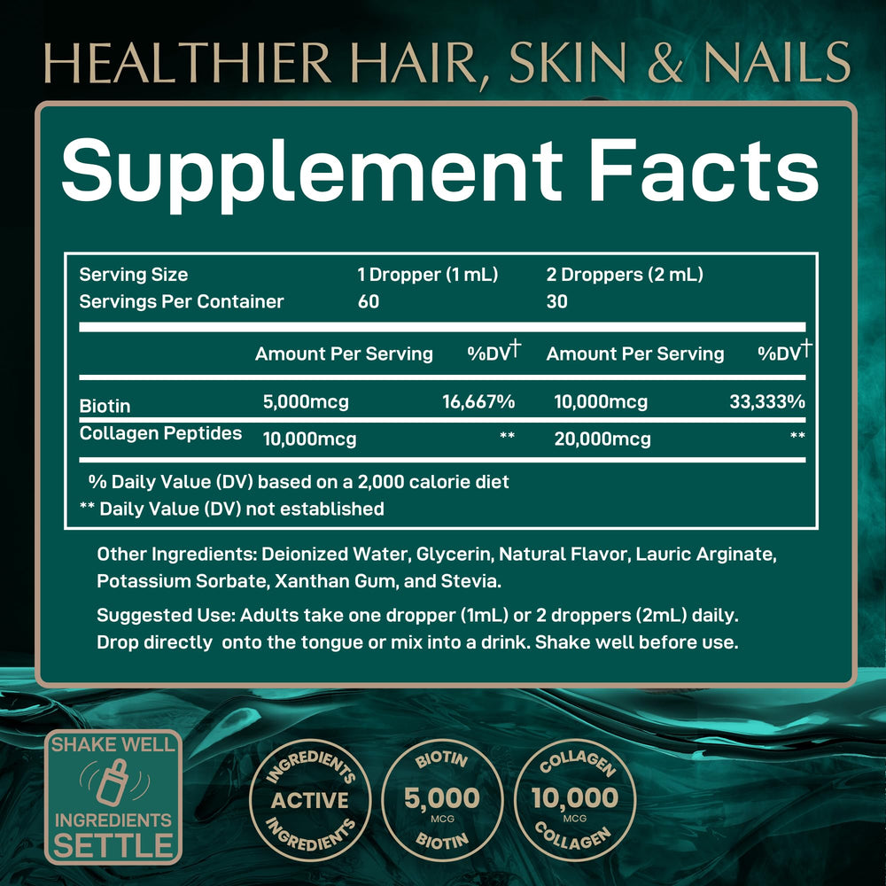 Wild Fuel Biotin Drops highlighting hair and nail support.