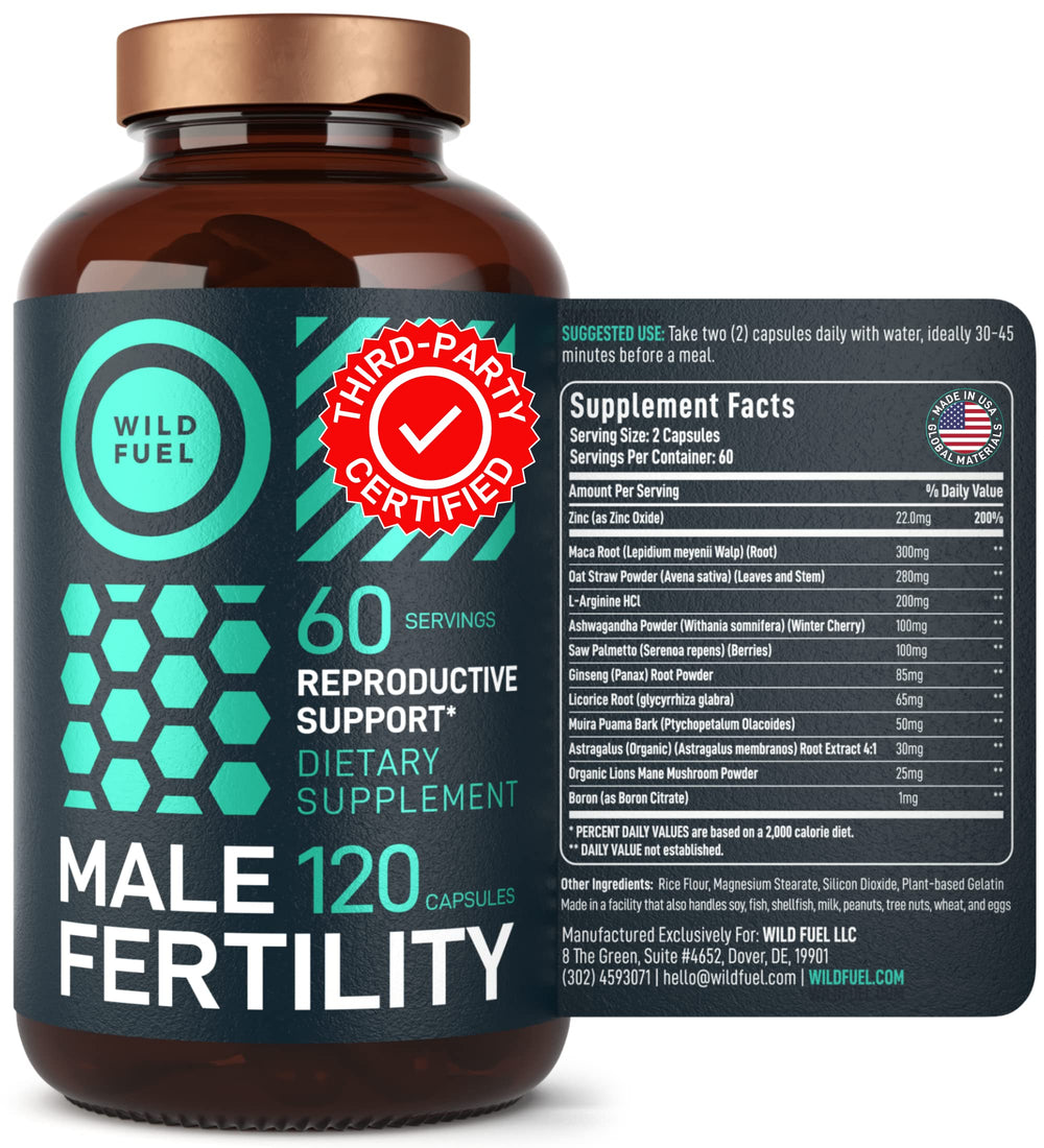 Wild Fuel Complete male fertility blend bottle showcasing a comprehensive nutrient mix