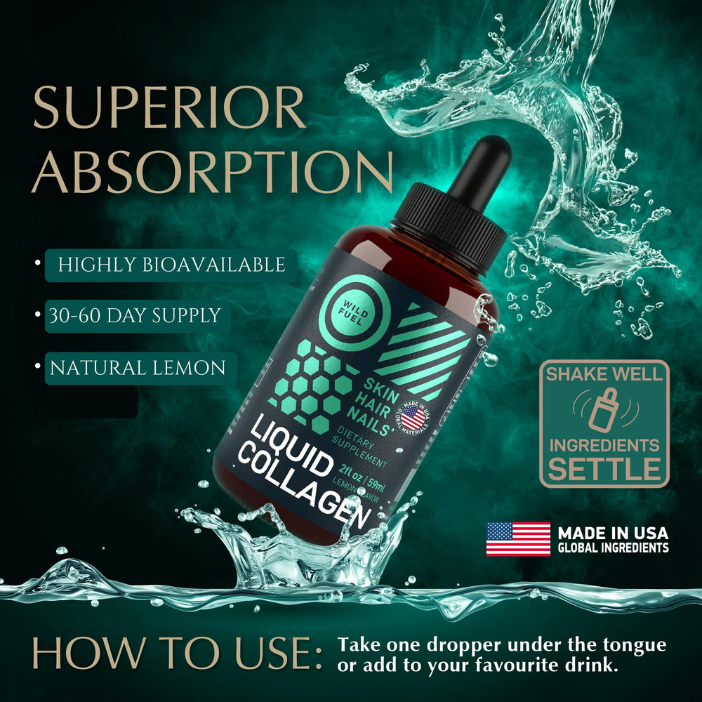 WILD FUEL dropper delivering concentrated collagen and biotin.