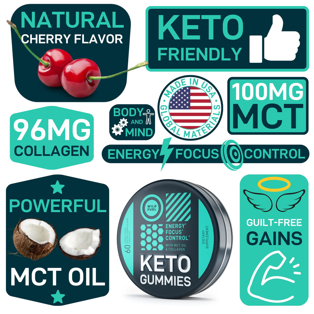WILD FUEL MCT Gummies cherry flavor emphasizes low carb