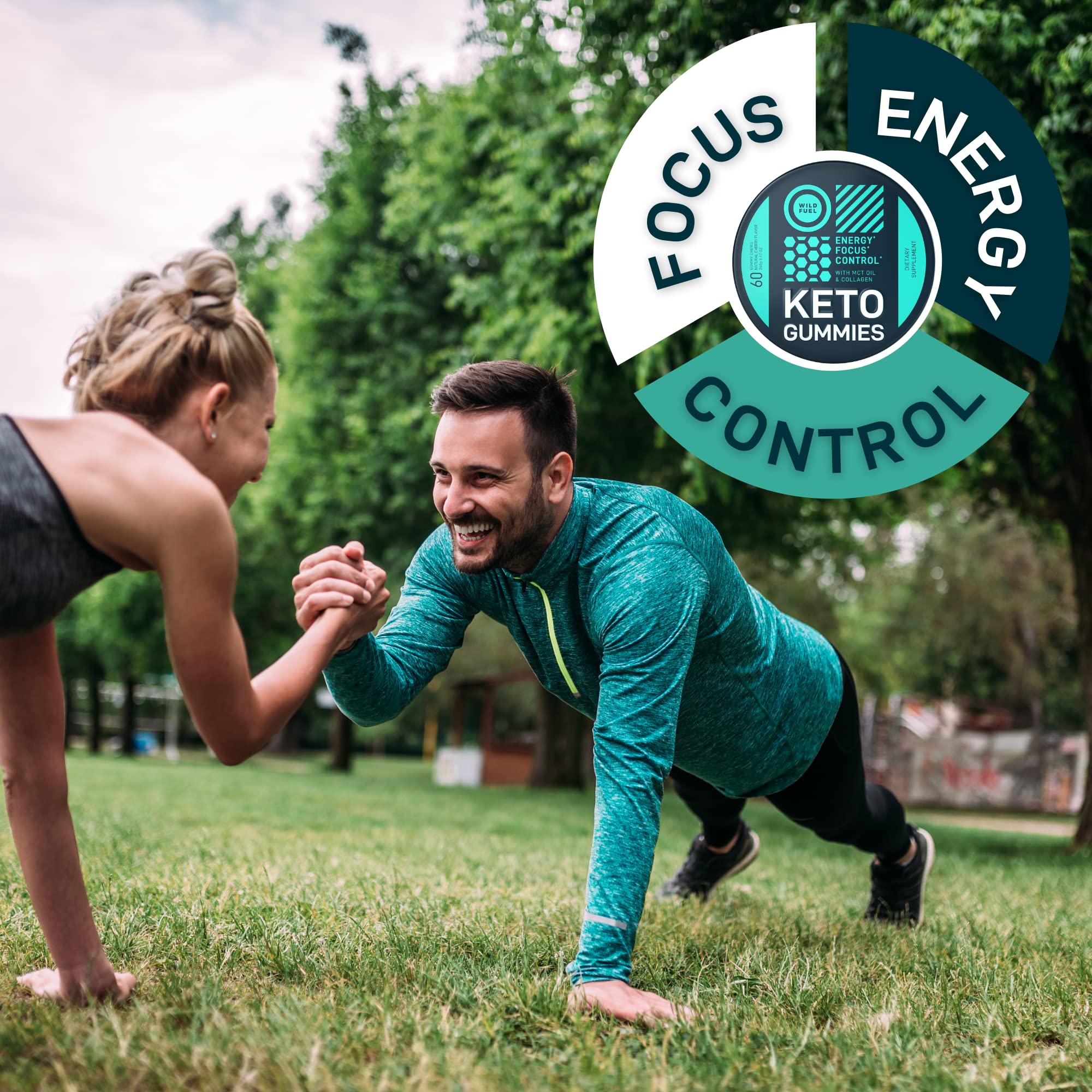 WILD FUEL MCT Gummies ingredient panel shows MCT and collagen