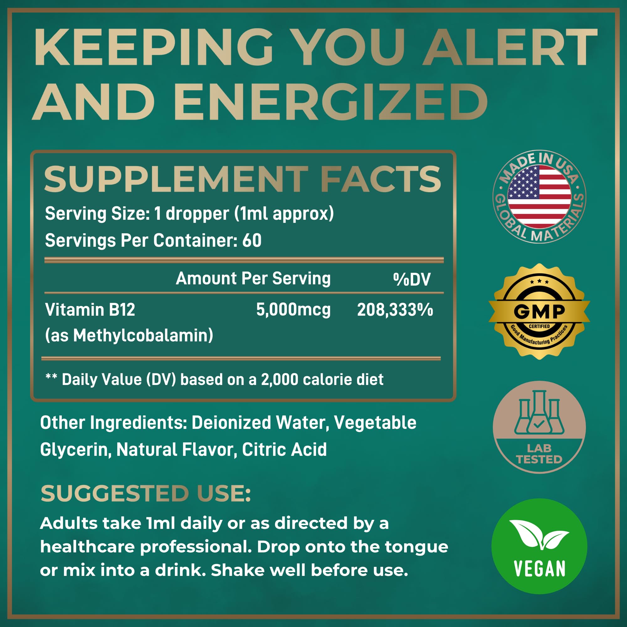 Vegan certification logo indicating plant-based B12 source by WILD FUEL