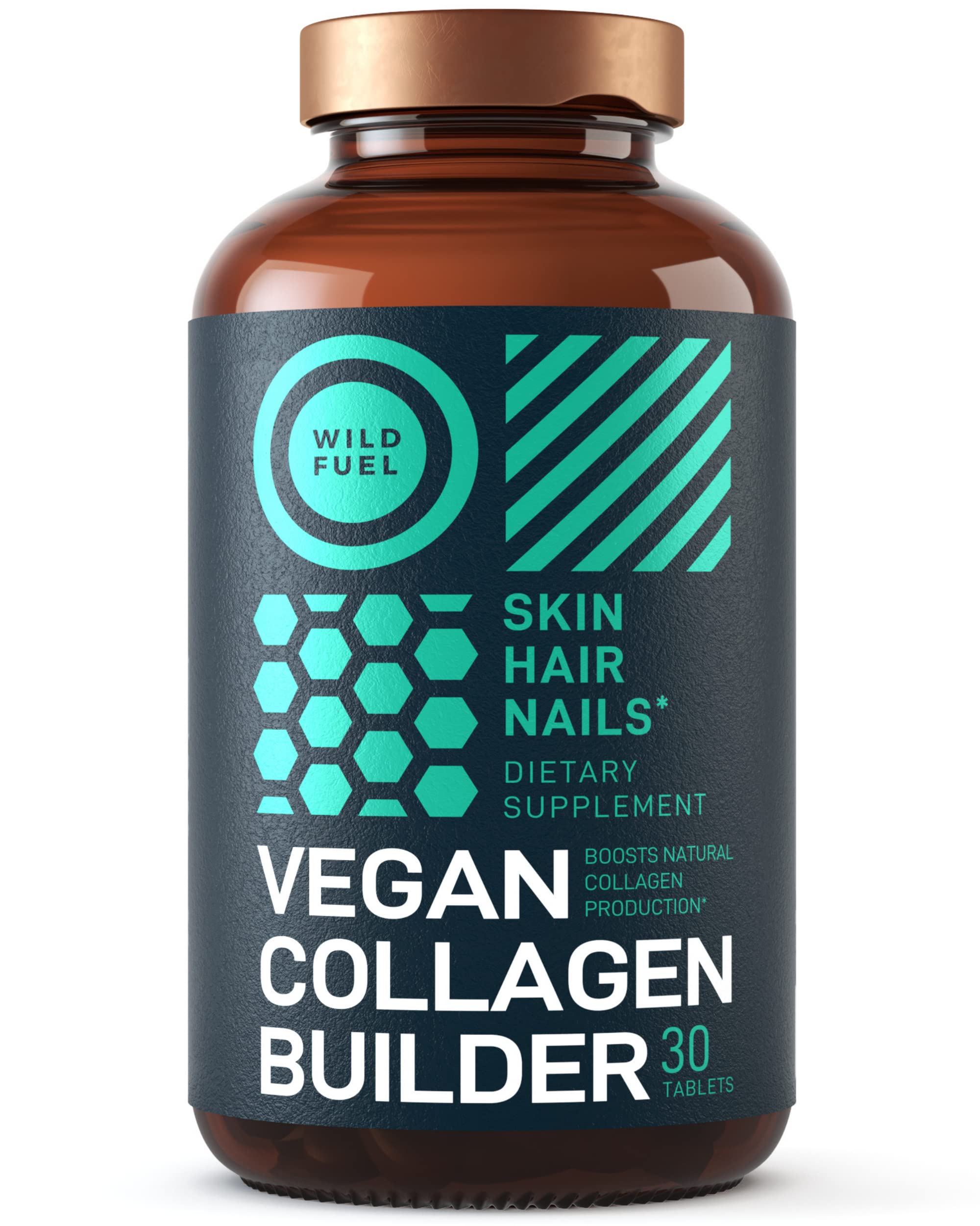 Stylized packaging display of Wild Fuel 2-pack Vegan Collagen Booster.