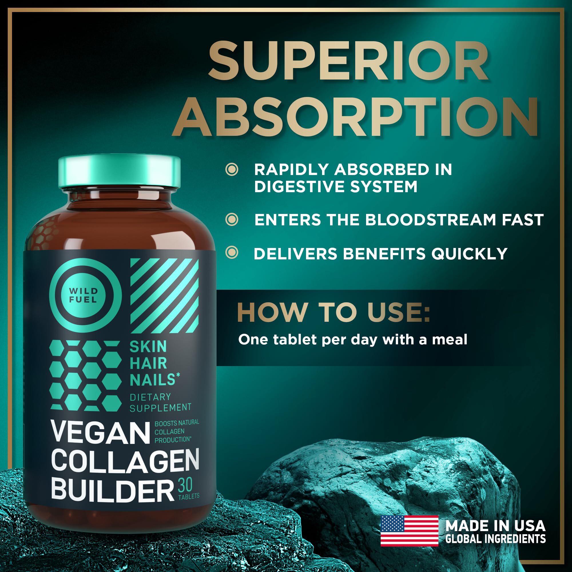 Scene featuring organic ingredients used in WILD FUEL Vegan Collagen Builder.