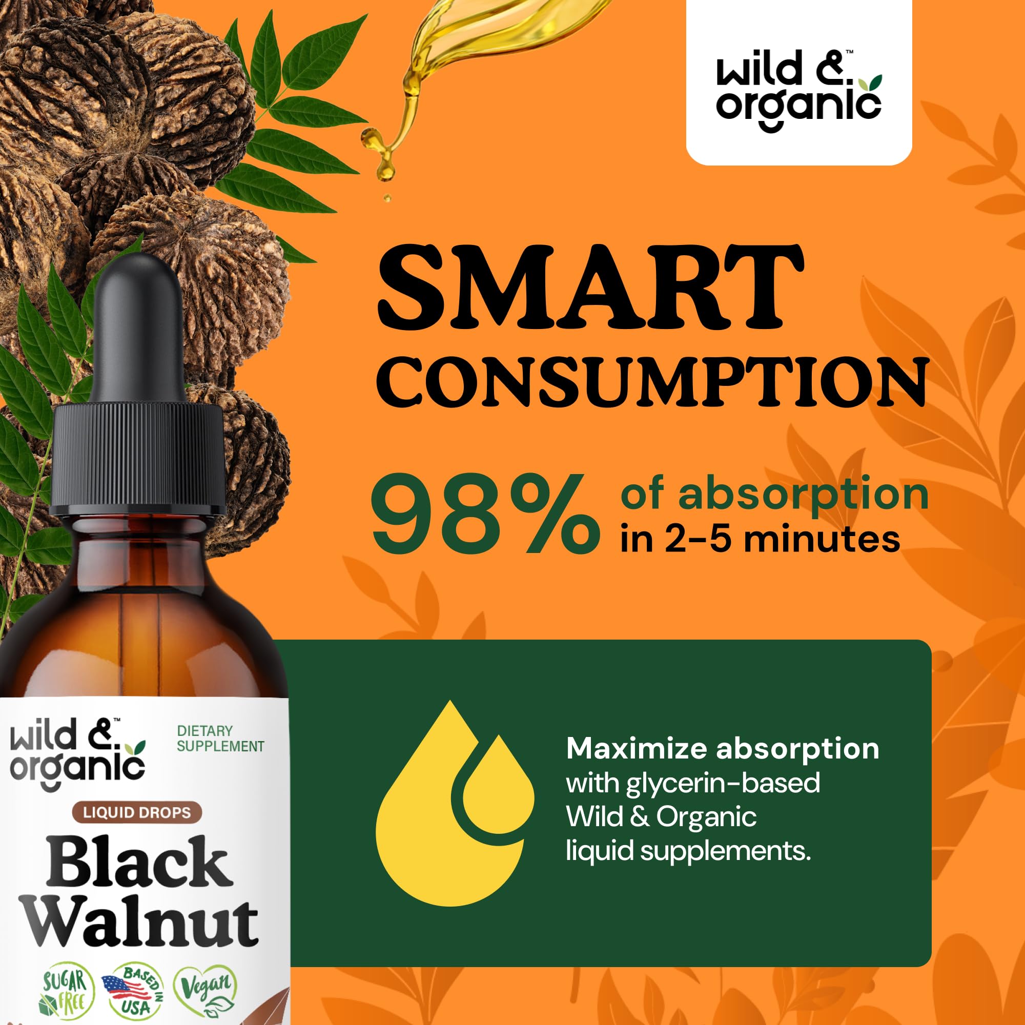 Powdered black walnut hull extract signals natural plant-based detox ingredients.