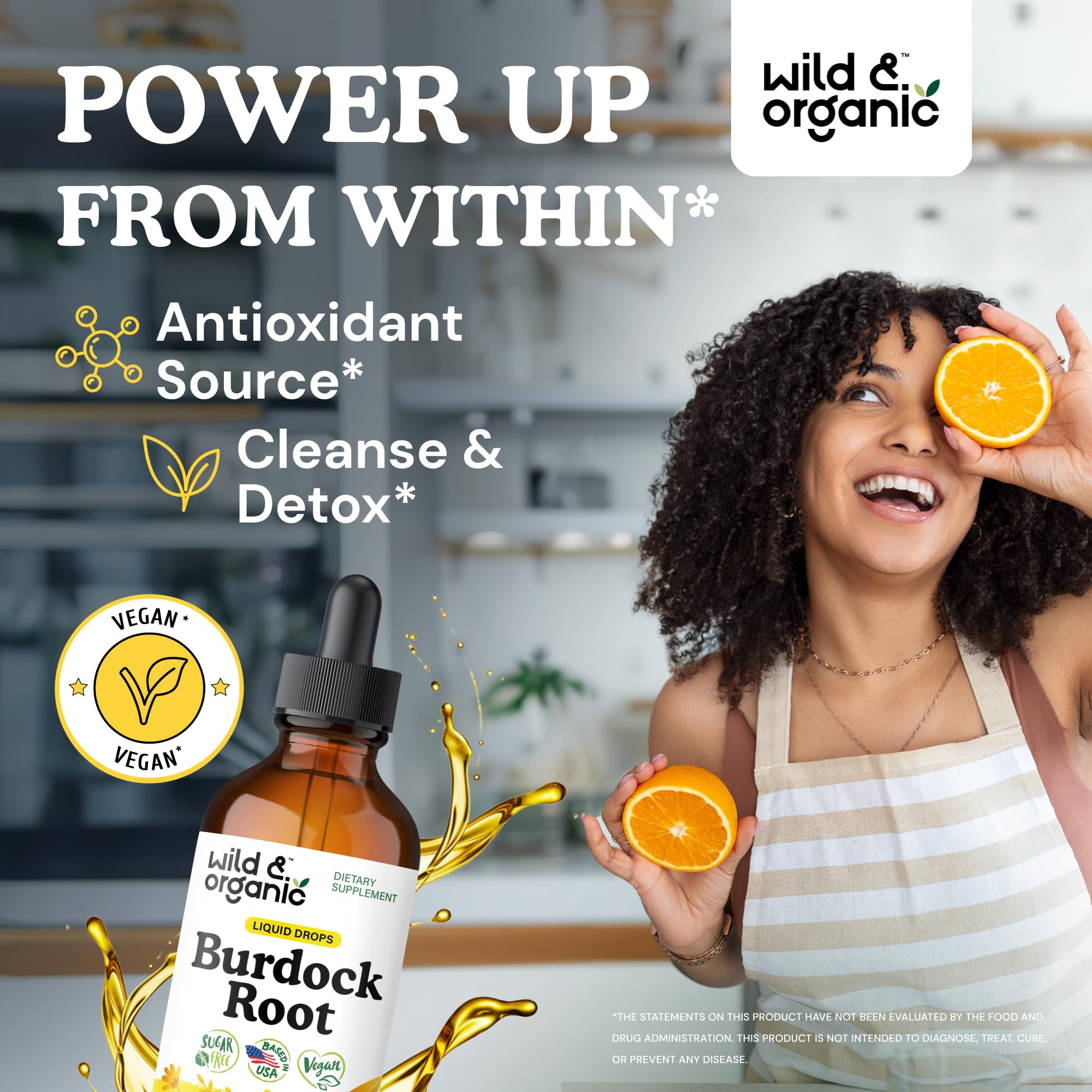 Wild & Organic burdock tincture dropper for convenient daily dosing