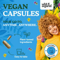 Wild & Organic easy-to-take capsules arranged for daily use