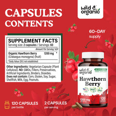 Wild & Organic Hawthorn Berry Powder label image suggests pure plant-based formula.