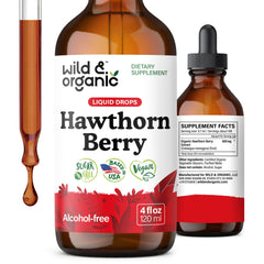 Wild & Organic Hawthorn Berry Tincture bottle for easy daily use