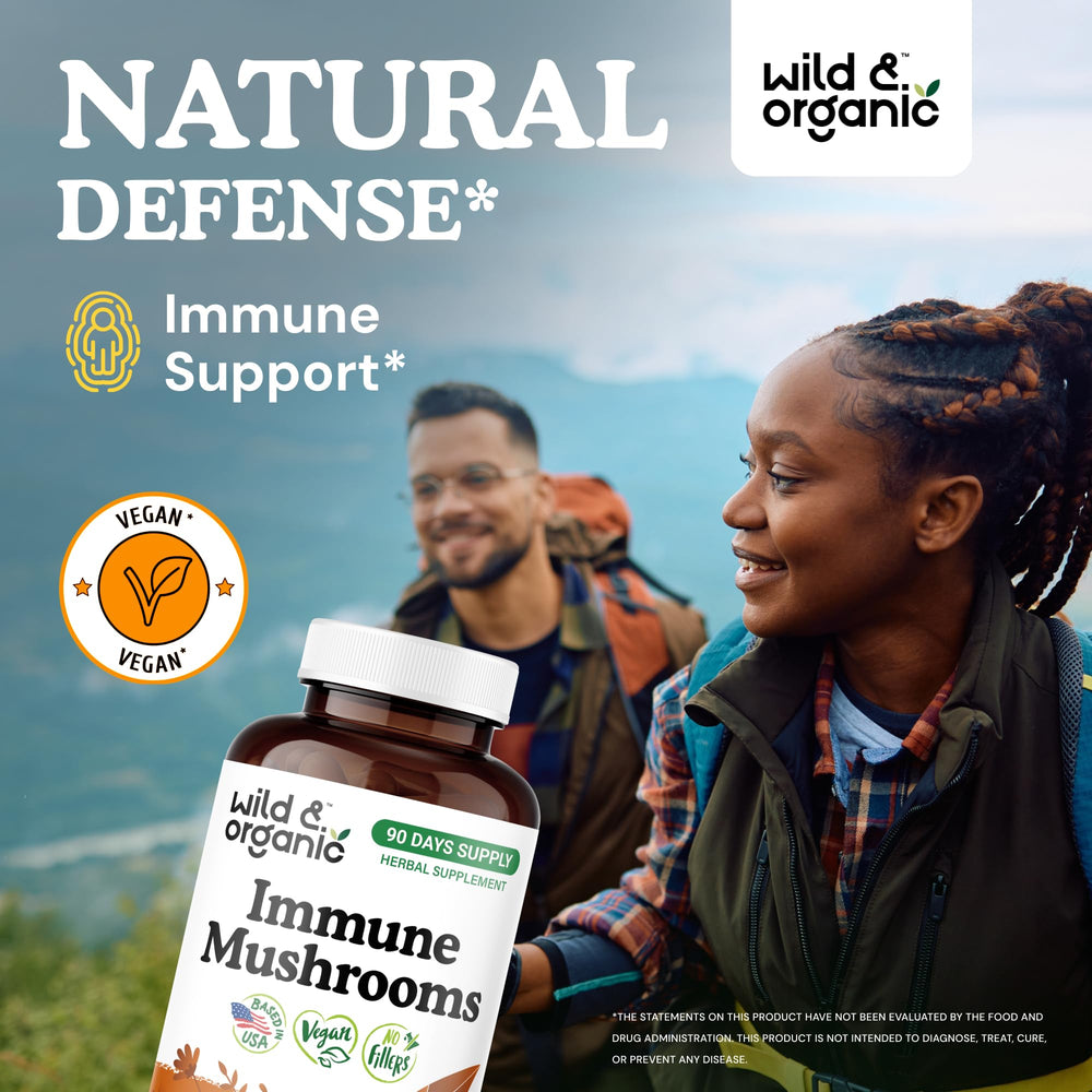 Close-up of Wild & Organic capsules – convenient 180-count daily dose.
