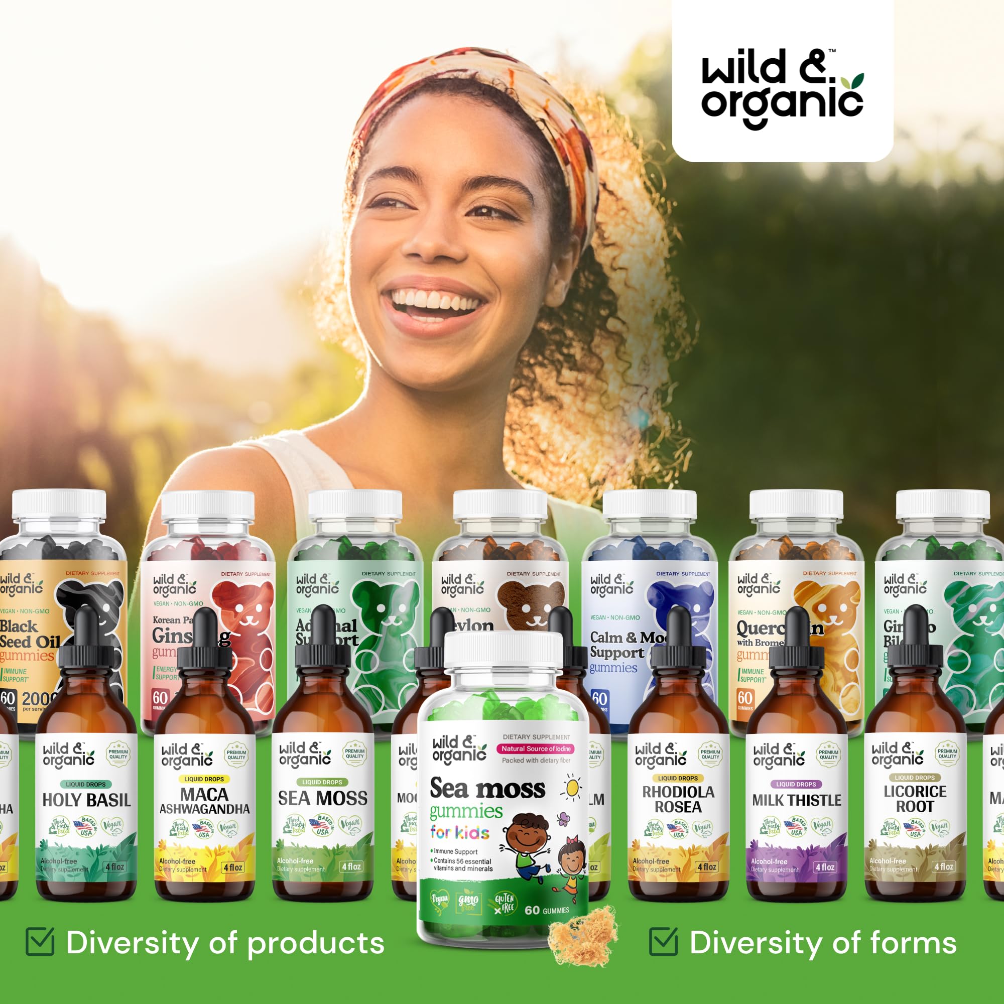 Wild & Organic pectin-based gummies emphasize plant-based texture.
