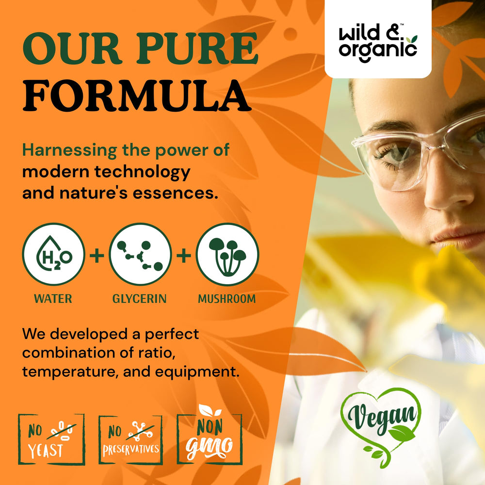 Wild & Organic Lions Mane Liquid Drops ingredients panel detail
