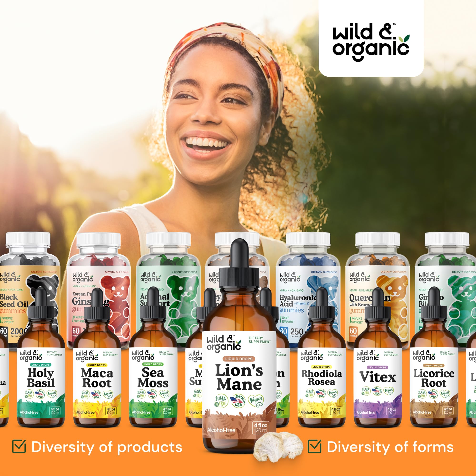 Wild & Organic Lions Mane Liquid Drops use scene on desk for daily routine