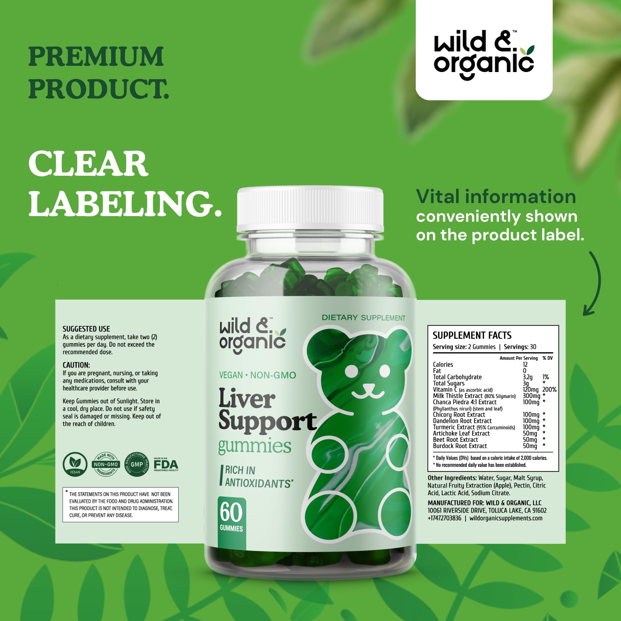 Packaging back view detailing dosage and bottle contents.