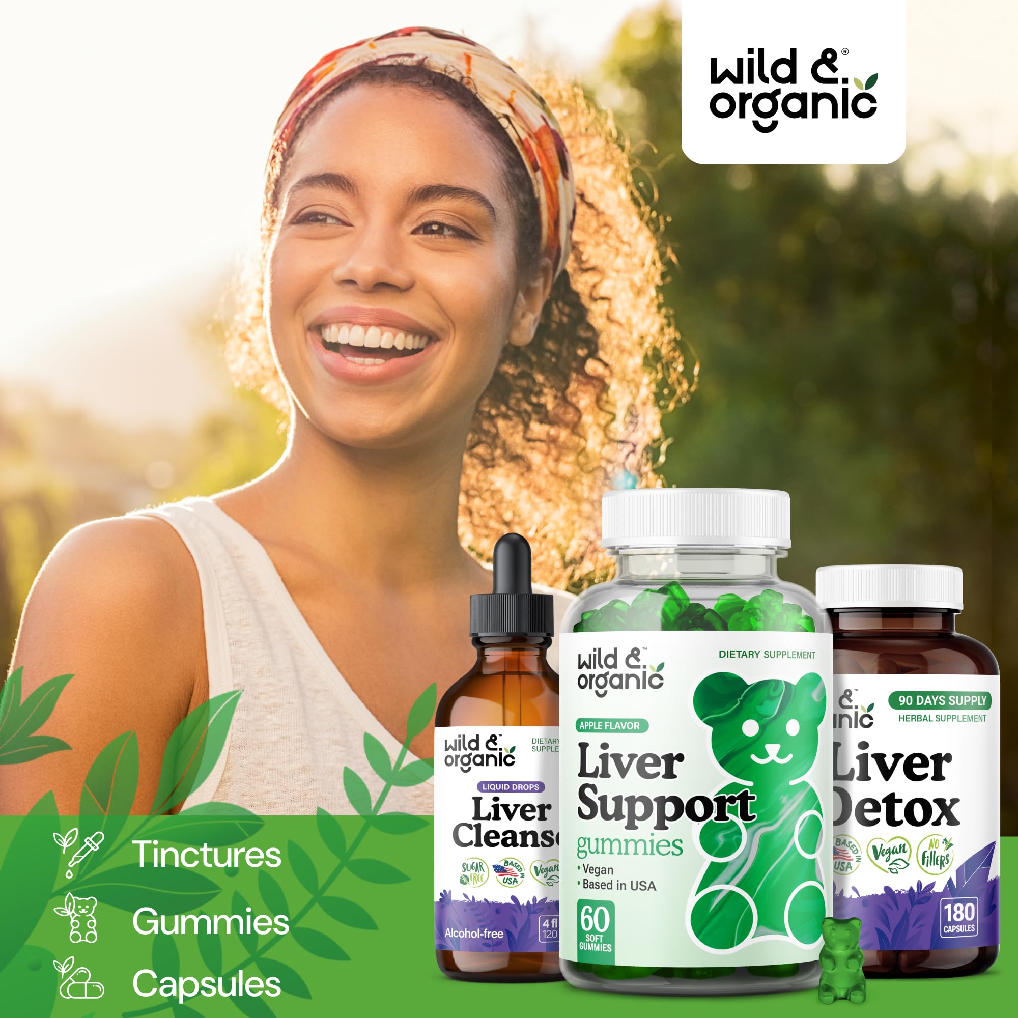 Wild & Organic vegan label visible on packaging, emphasizing plant-based formula.