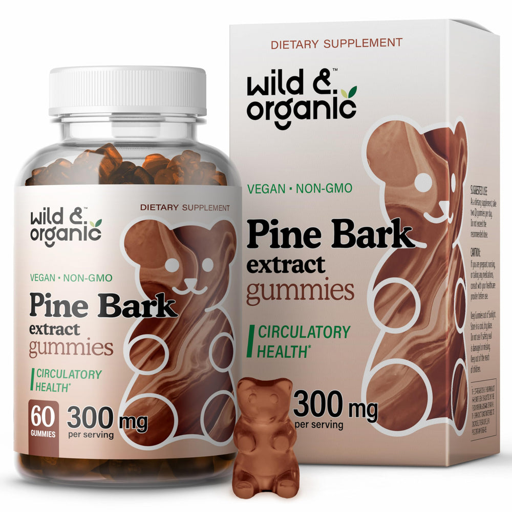 Wild & Organic pine bark gummies bottle ready for daily routine