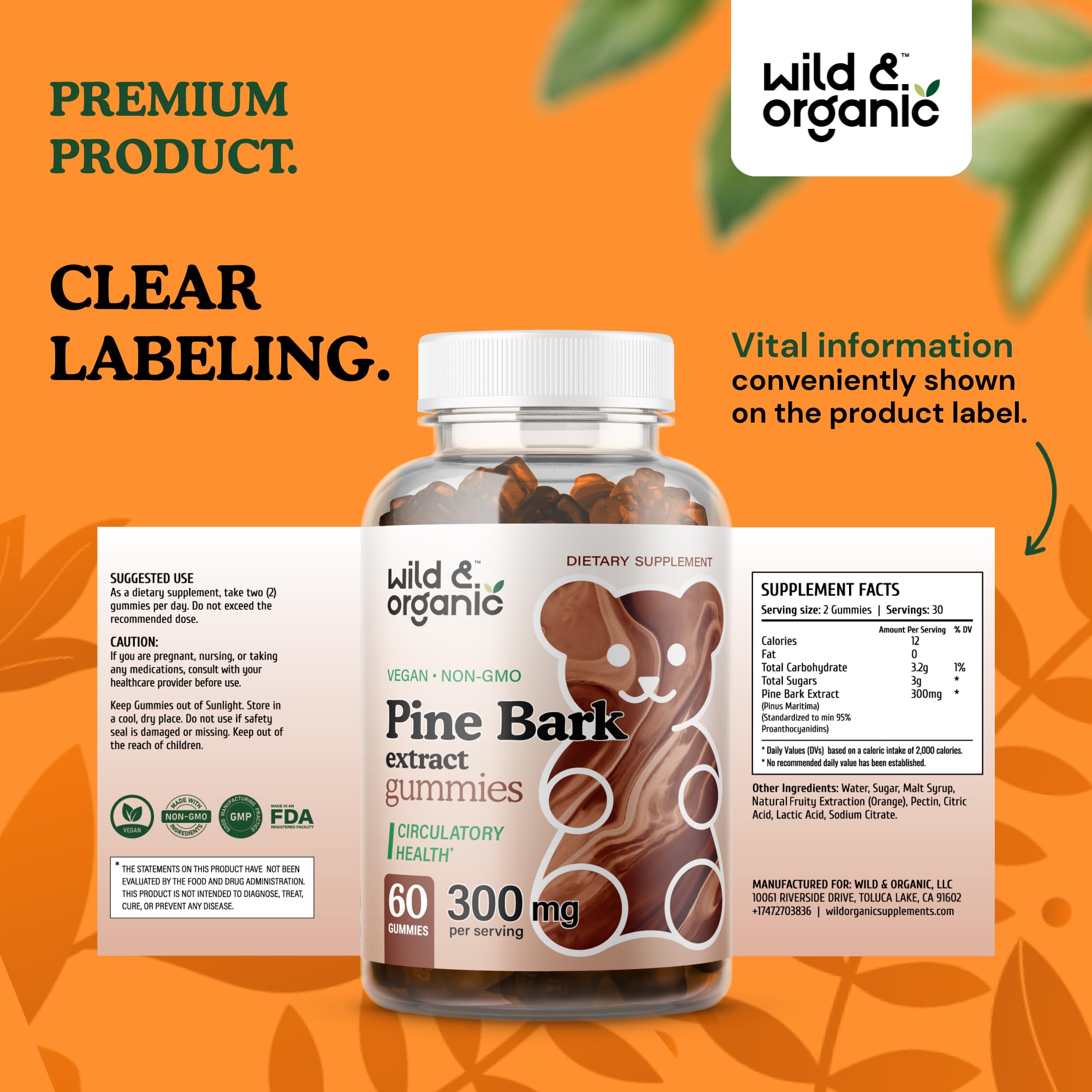 Label detail noting no artificial colors and pectin base