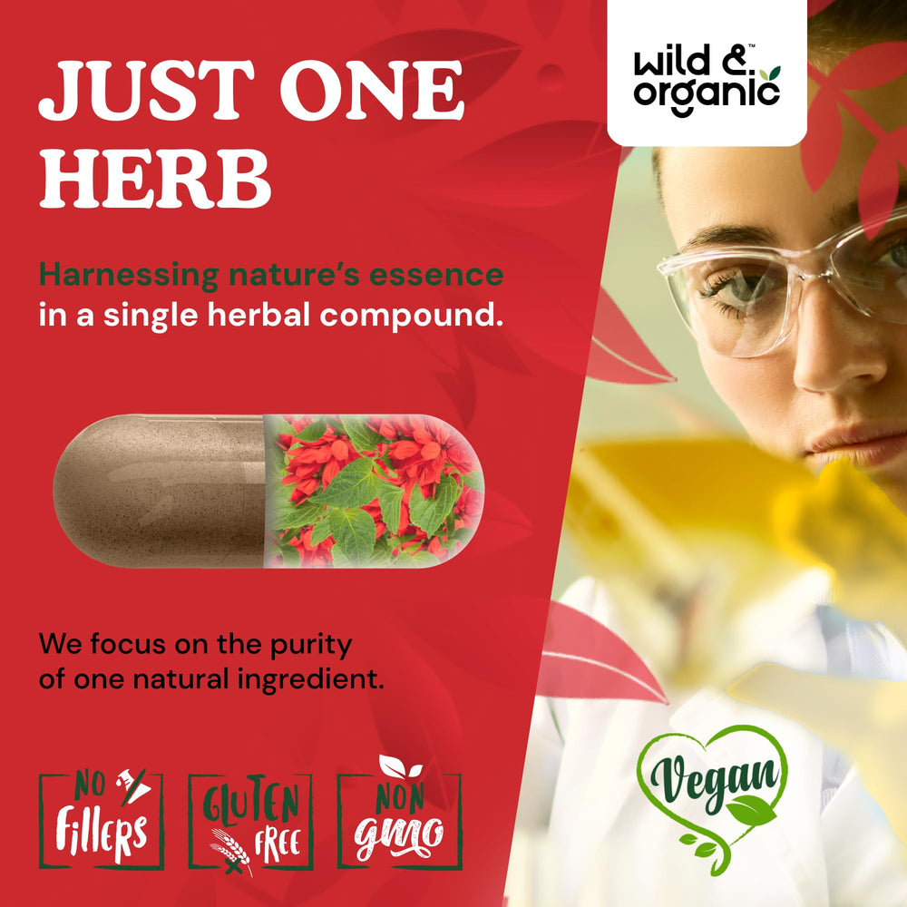 Wild and Organic Red Sage Capsules vegan coating close-up.