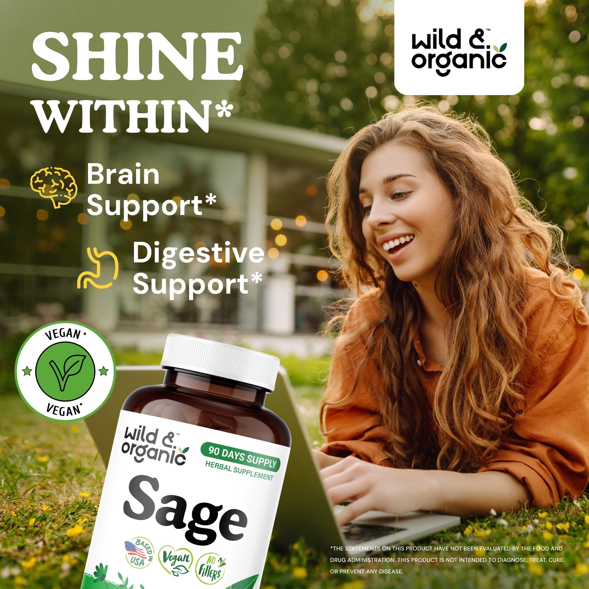 Wild and Organic Sage Capsules pouring capsules for easy daily intake